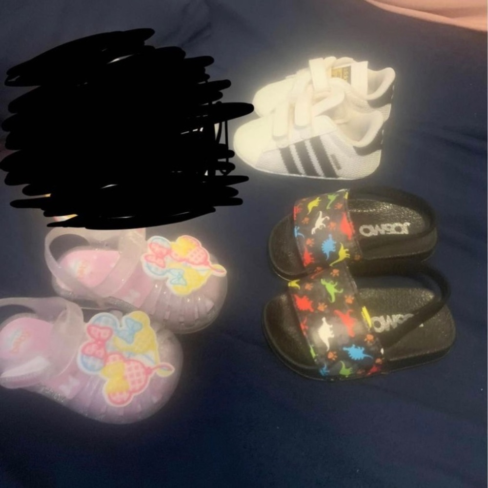 baby shoes! sandals are size 2c and $5 each and the adidas are size 1c and $20